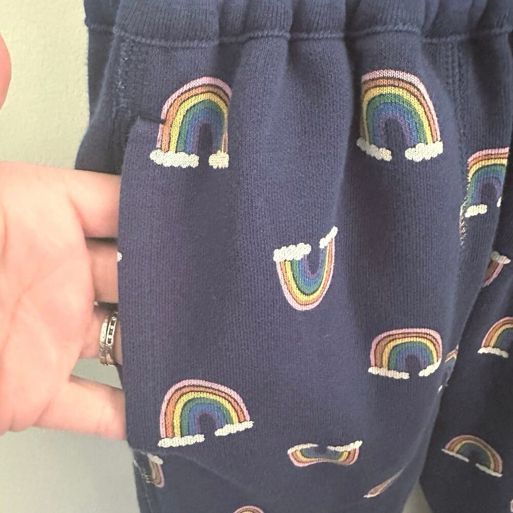 Hanna Andersson Navy Rainbow Sweatpants Jogger Reversible Pockets Harem 120 6-7 - Picture 3 of 9